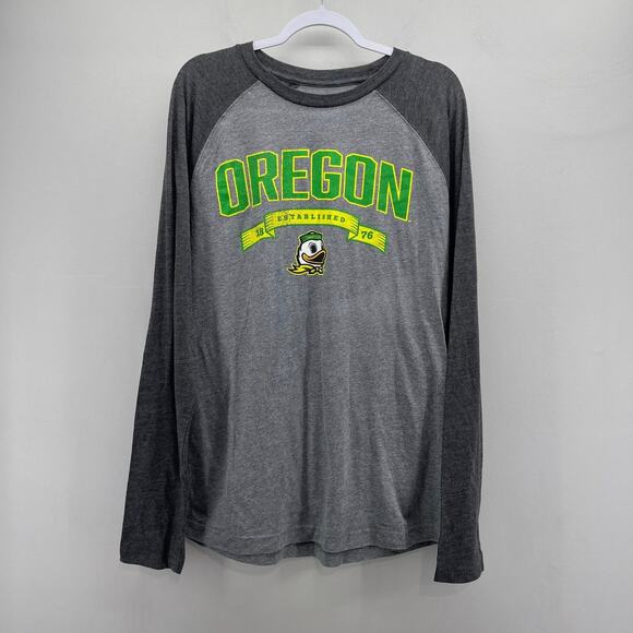 Fanatics Oregon Ducks Heritage Banner Year Tri-Blend Long Sleeve Tee Gray - Picture 1 of 5